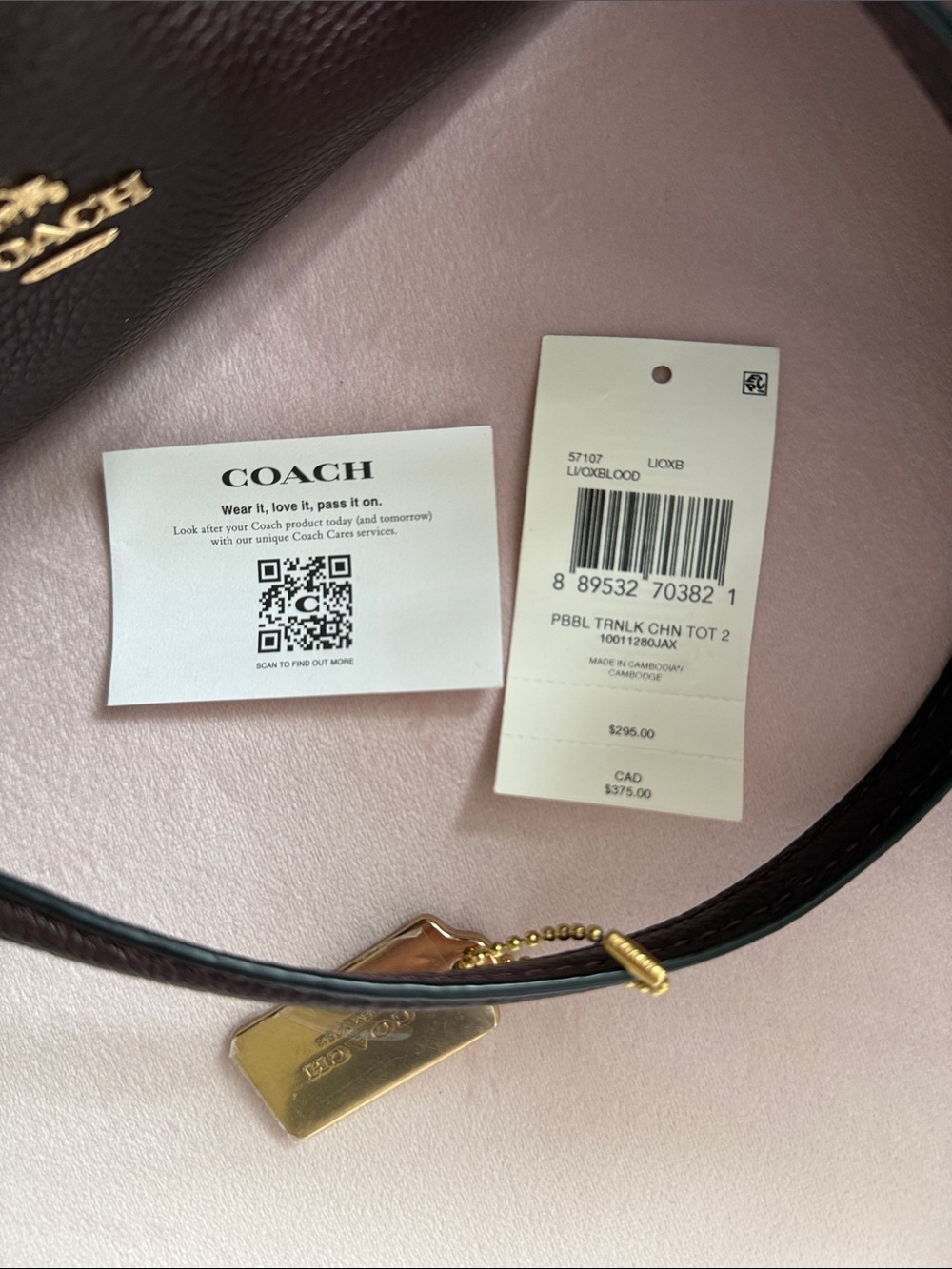 Coach 57107 Turnlock Chain Tote 27 in Oxblood - Picture 8 of 11